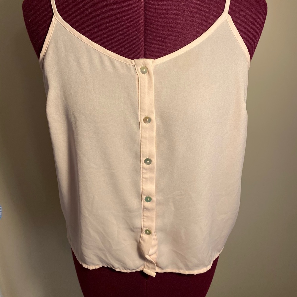 Pink Chiffon Tank Top with Buttons